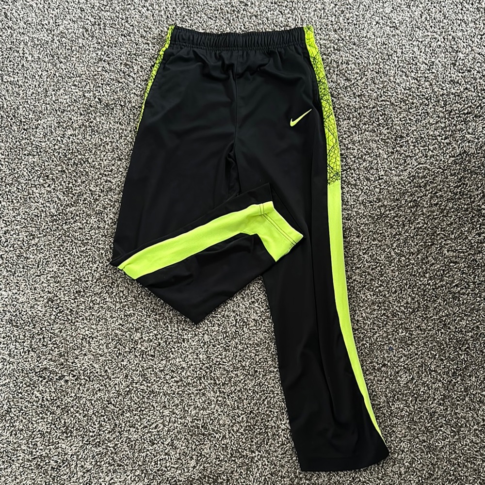 Nike Black and Neon Green Athletic Pants